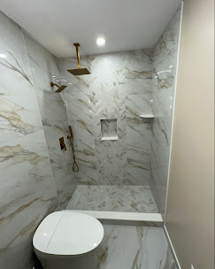 Marble walk-in shower remodel