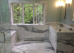 Marble bathroom with garden window